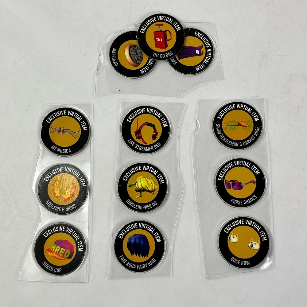 Roblox Virtual Item Code Tokens Lot x11 Unused SHIPPED Shred Doge Row Soulfire